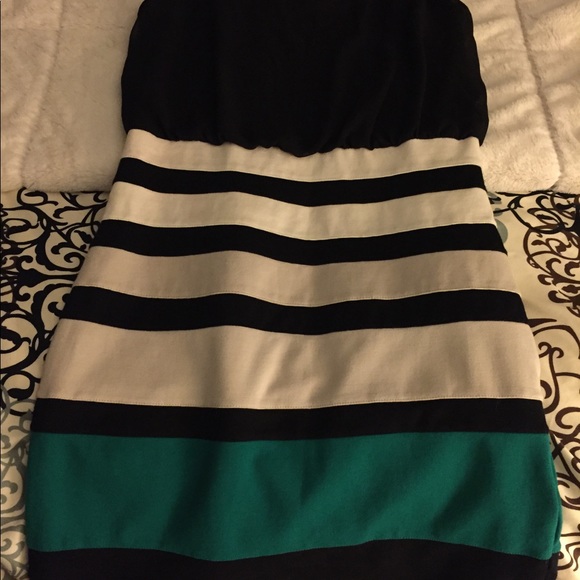 EXPRESS Dress Body-con with chiffon top - Picture 2 of 3